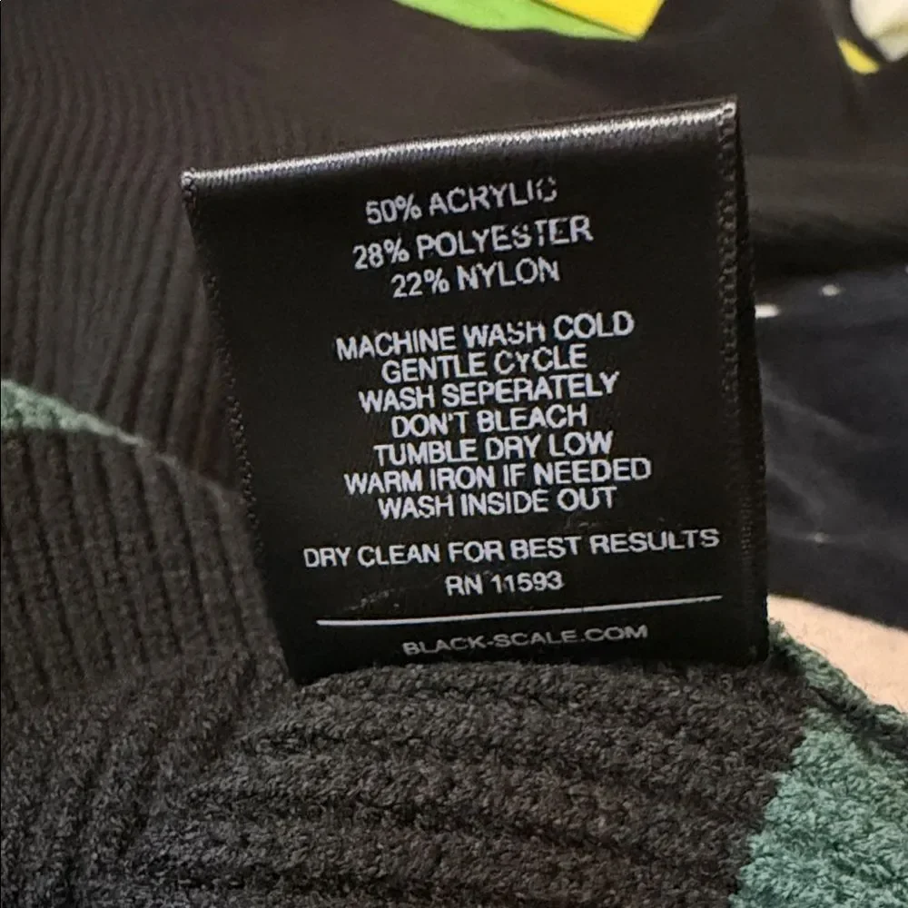 Black Scale Black V-Neck Sweater with Yellow Trim